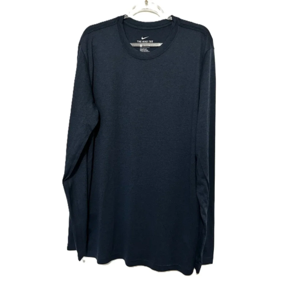 Nike Sportswear Mens Athletic Fit Long Sleeve T-Shirt Navy Blue Medium